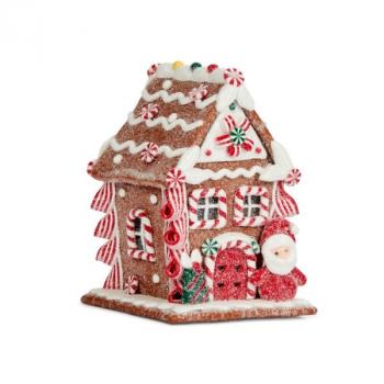 Preview: Santas Lebkuchen-Hütte 13 x 9.5 x 9.5cm / Gingerbread Santa CandyCane Cottage